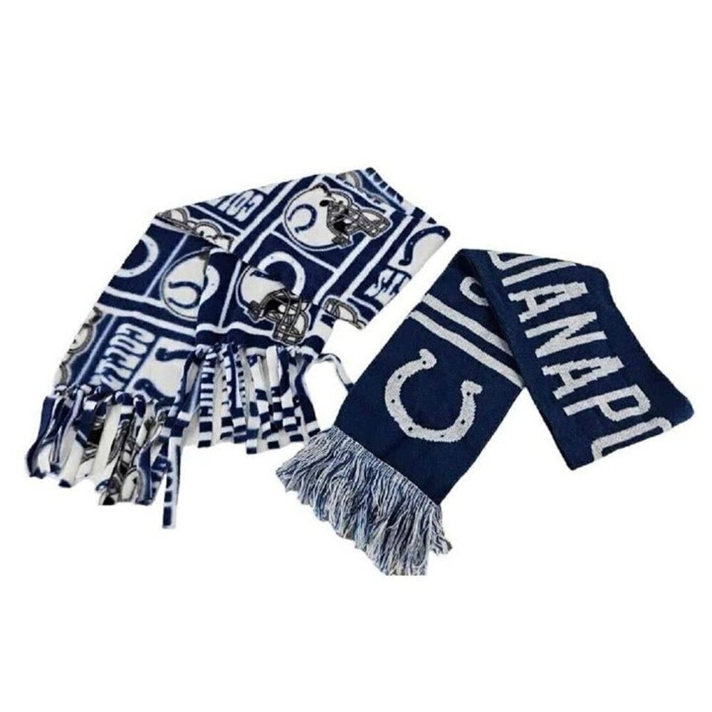 Indianapolis Colts Set of 2 Soft Blue White Fringed Scarves 56" Long